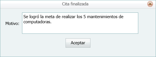Help Desk Cita Planificador Cita Finalizada