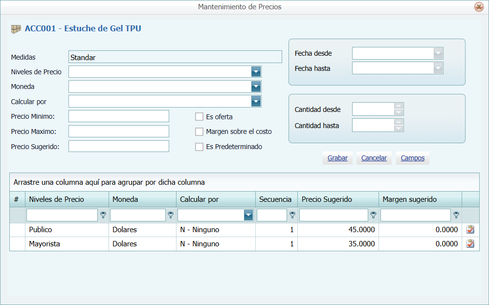 Precio Producto Precio Actual