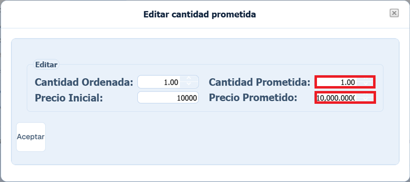 Compra Ordenes Enviadas a Proveedor Modificar Detalle Editar