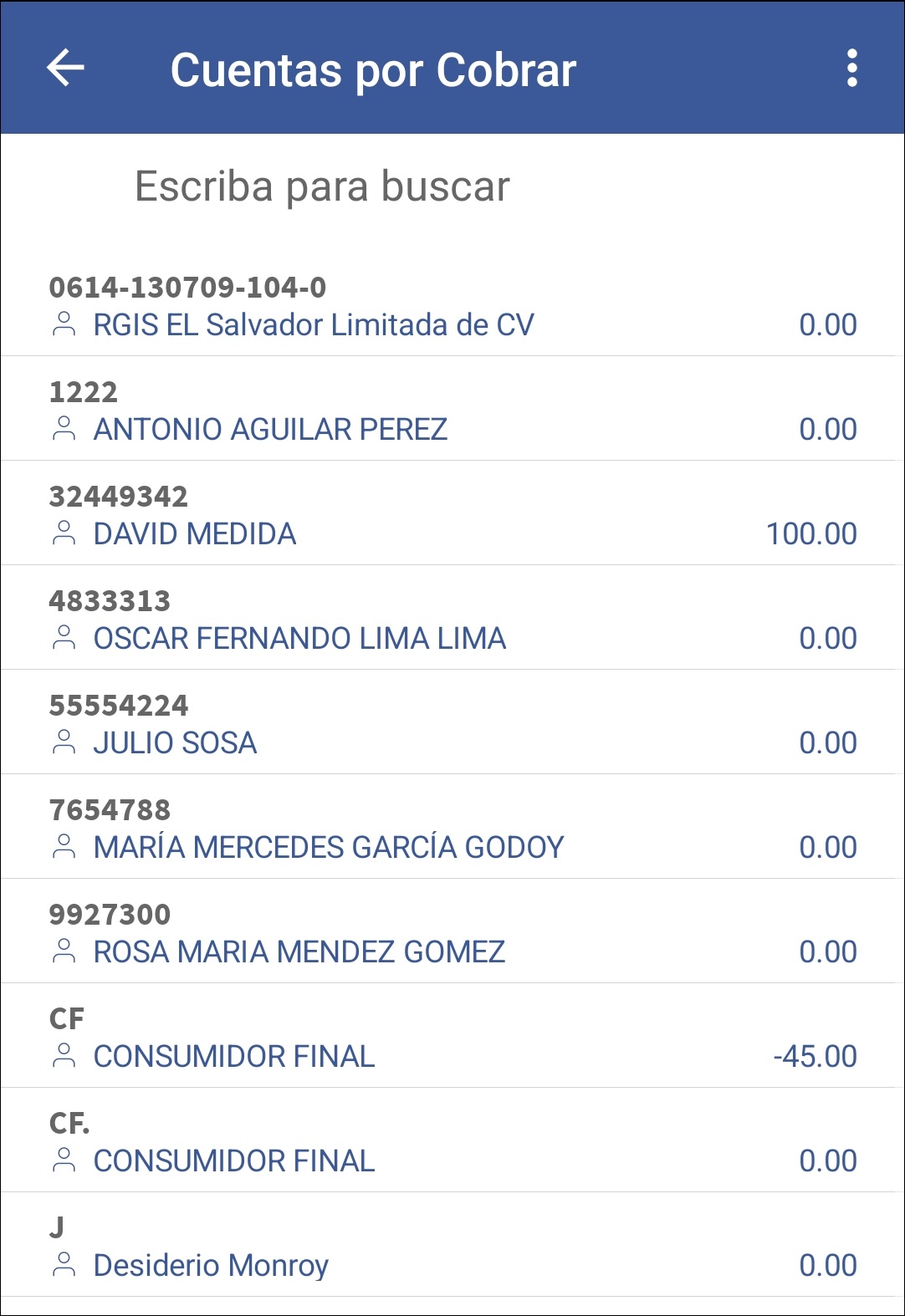GOMserver App CXC Documento por Cobrar Ventana Documento Por Ruta Clientes