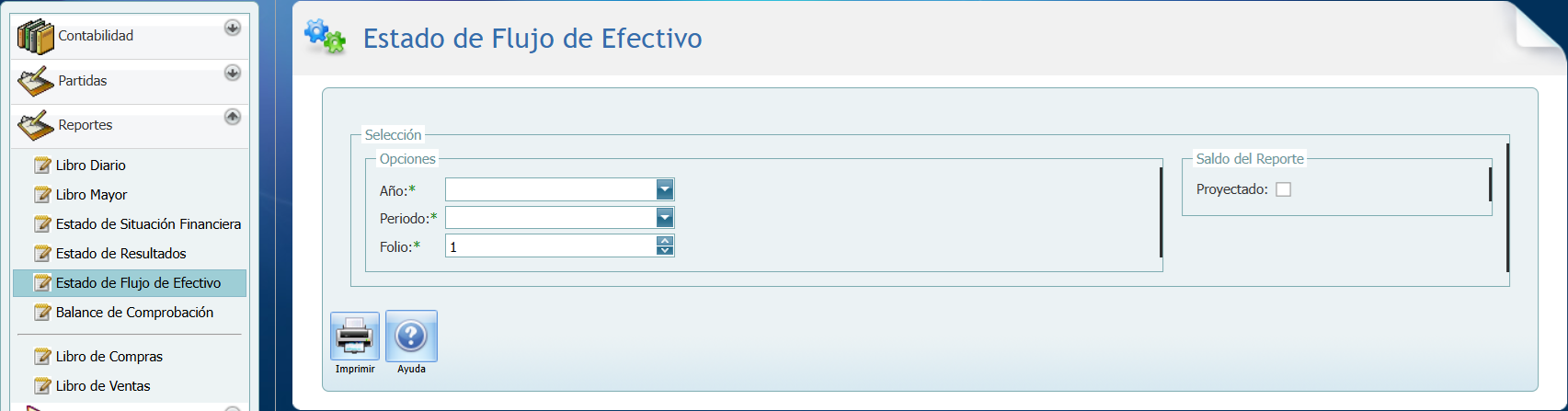 Contabilidad Reportes Estado de Flujo de Efectivo SV