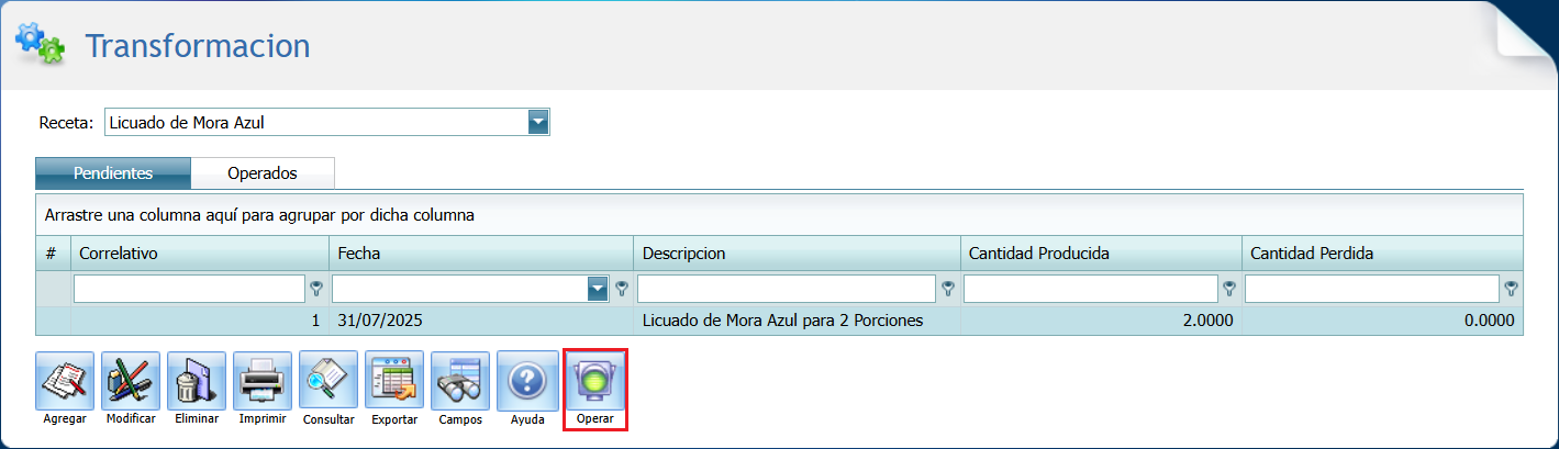 Receta Transformación Final