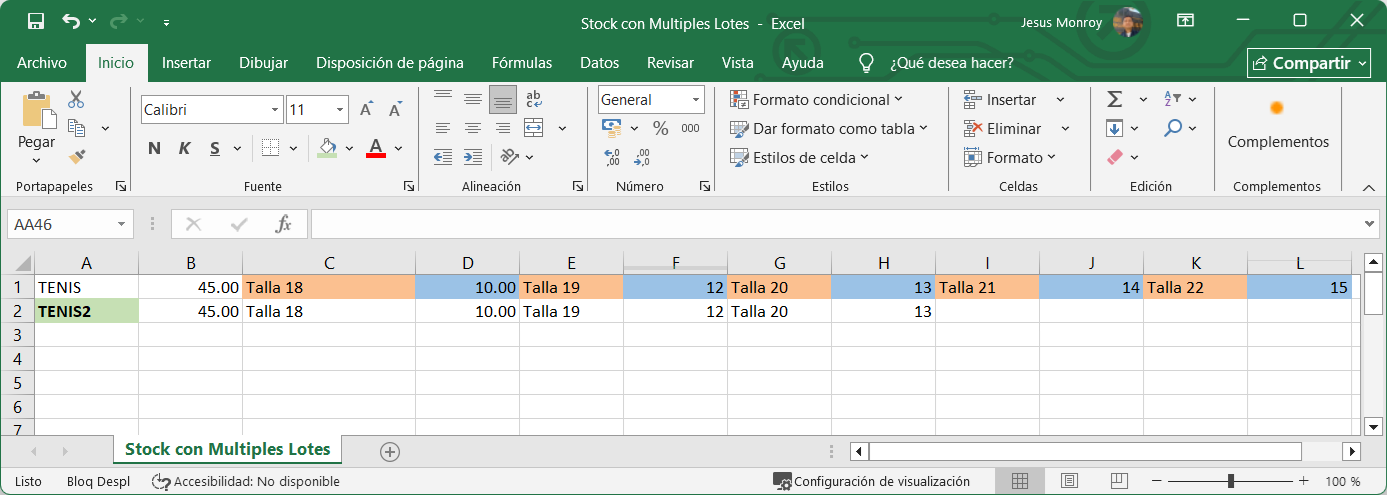 Ingreso con Costo Stock con Multiples Lote CSV