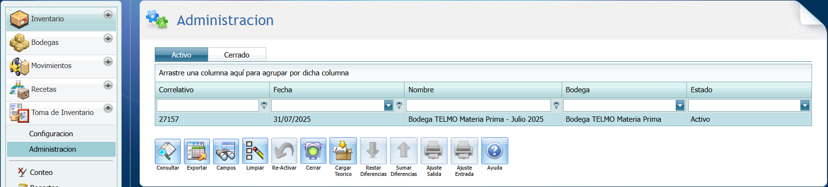 Toma de Inventario Administracion