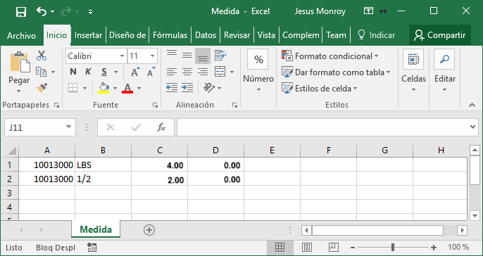 Excel CSV