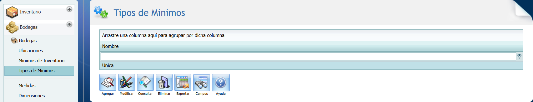 Inventario Tipos de Minimo
