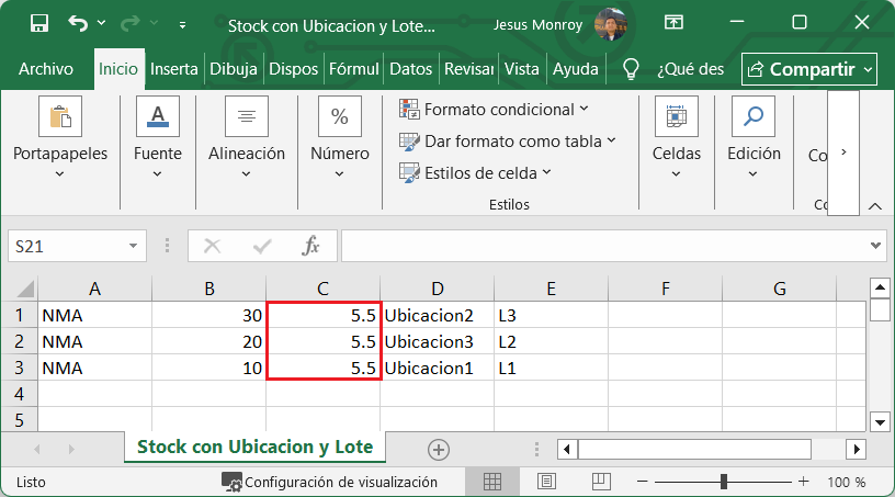 Ingreso con Costo Stock con Ubicacion y Lote CSV