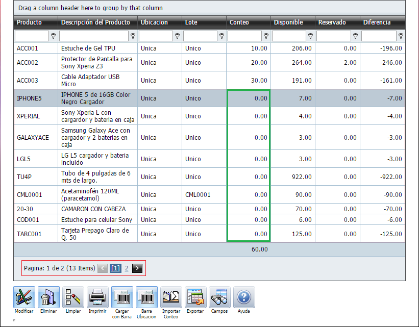 Toma de Inventario Cargar Teorico