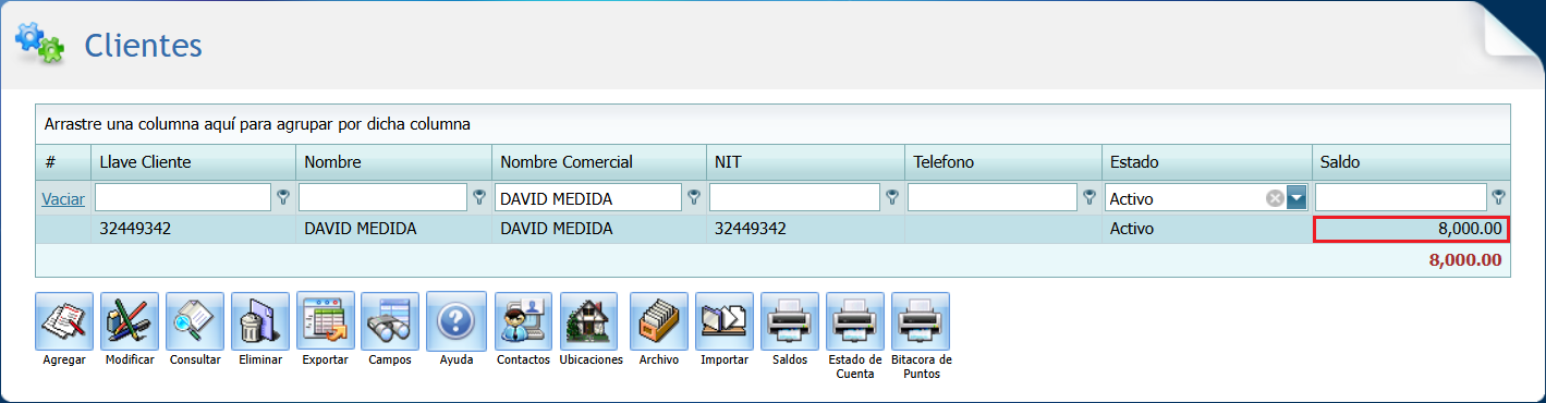 Cuentas por Cobrar Recibo Cliente Antes