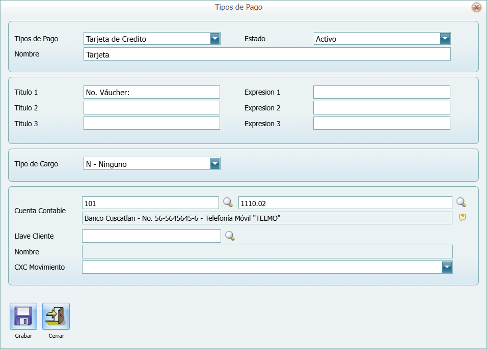 Cuentas por Pagar Tipos de Pago Nuevo Lleno