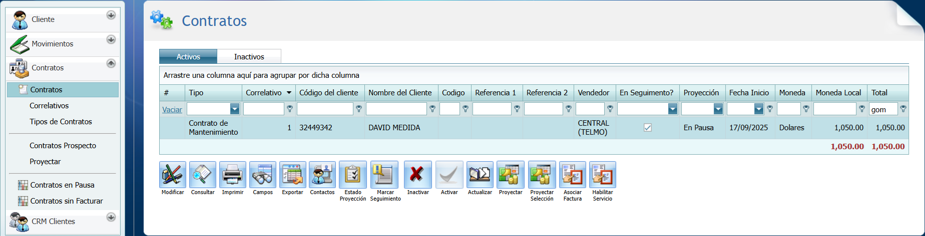 Cuentas por Cobrar Contratros A