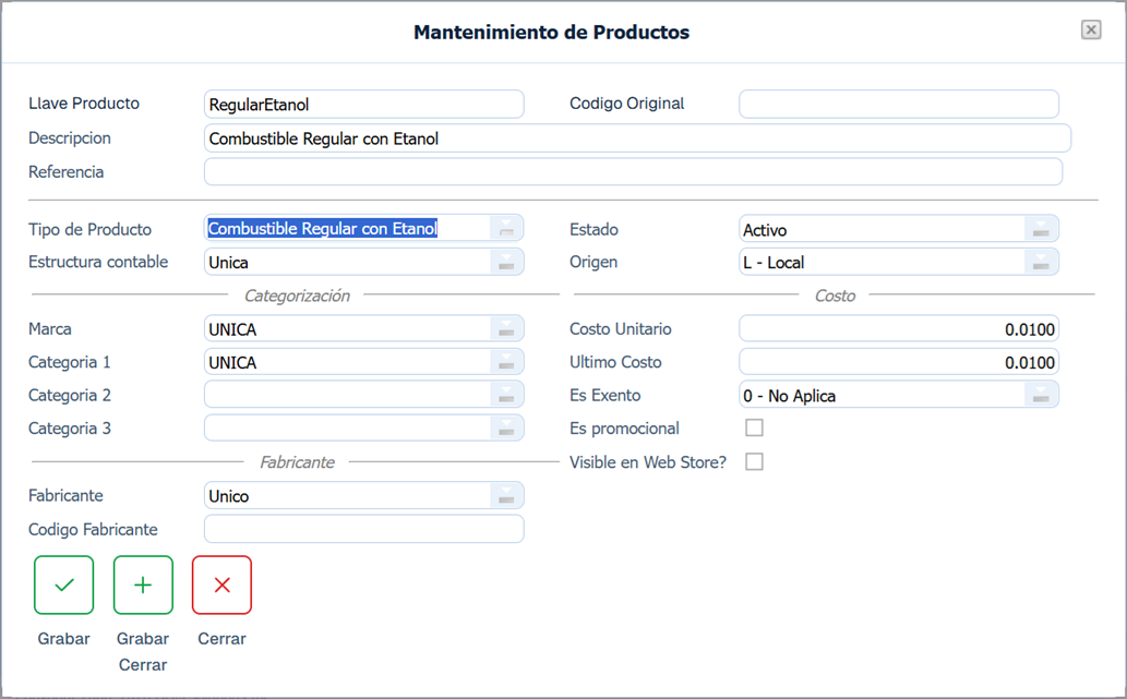 Producto Nuevo Regular con Etanol