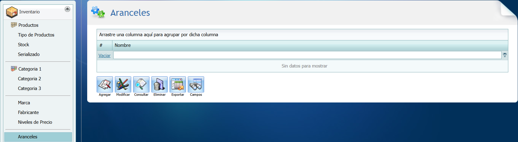 Inventario Aranceles