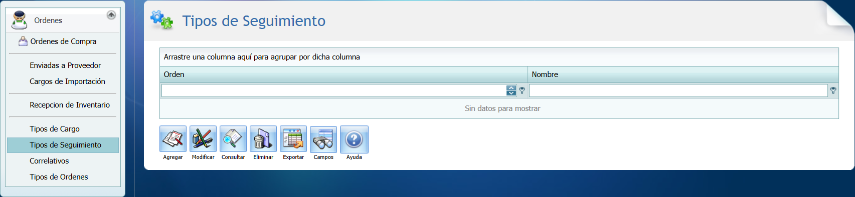Compra Ordenes Tipos de Seguimiento