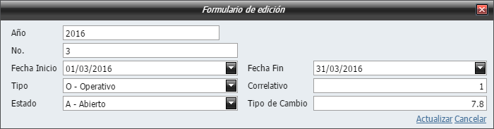Crear Periodo Contable