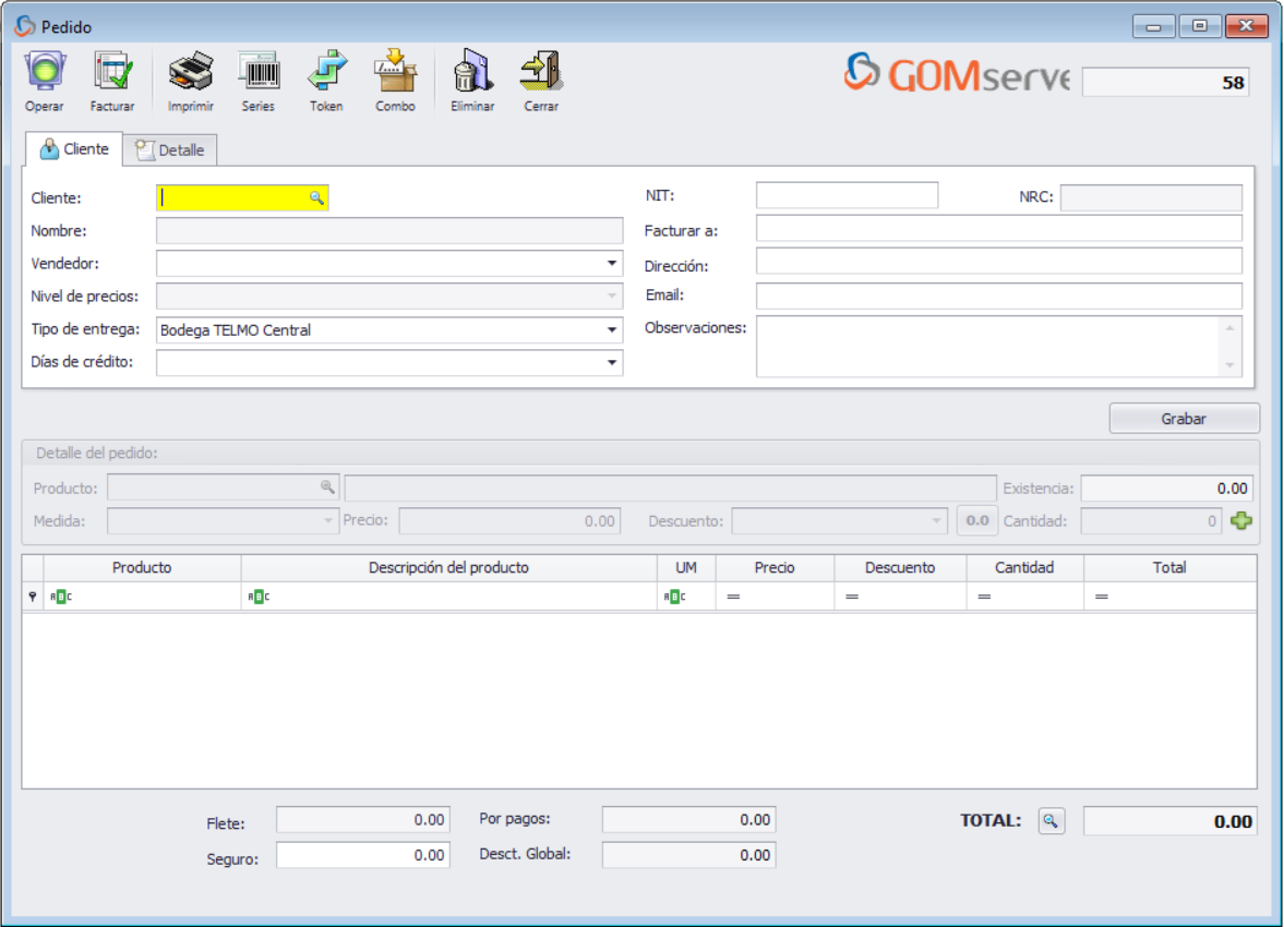 GOM server Pedido Nuevo