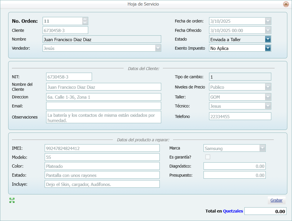 Help Desk Servicio En Taller Consultar