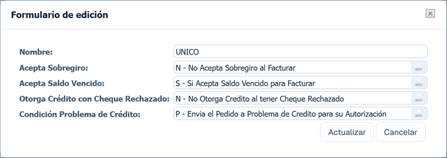 Cuentas Por Cobrar Tipos de Cliente Lleno