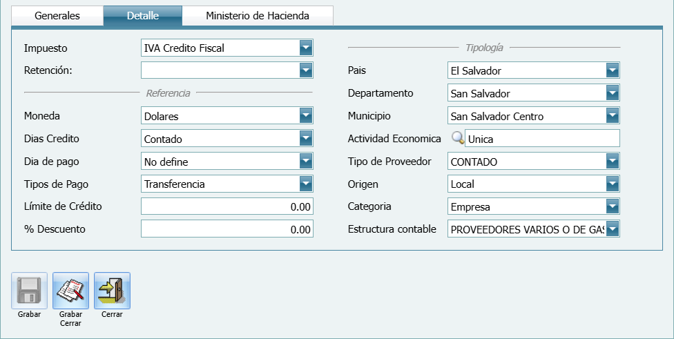 Cuentas por Pagar Proveedor Nuevo Detalle