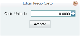 Inventario Producto Modificar Costo
