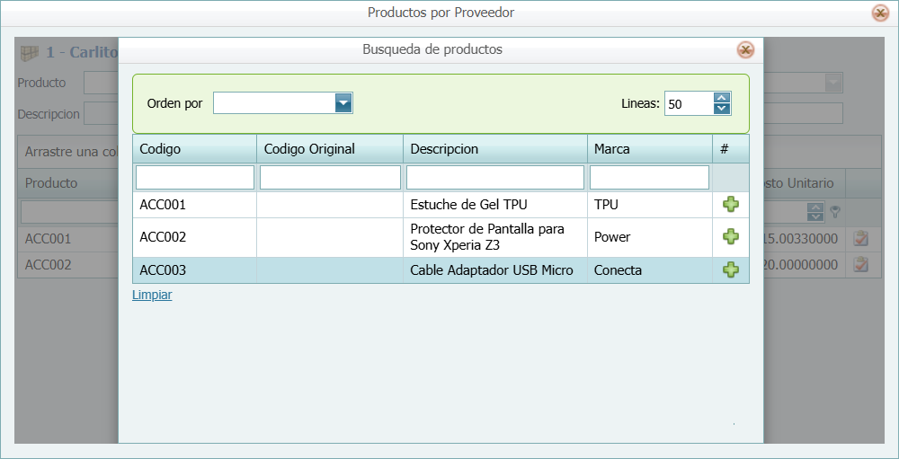 Cuentas por Pagar Proveedor Productos Buscar