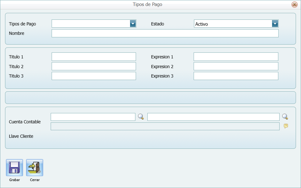 Cuentas por Pagar Tipos de Pago Nuevo