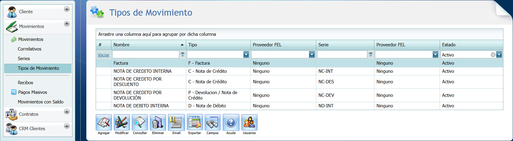 Cuentas por Cobrar Tipo