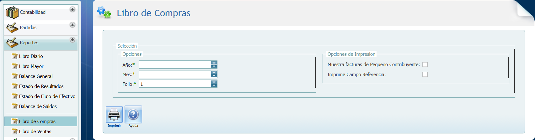 Contabilidad Reportes Libro Compras