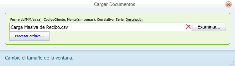 Cuentas por Cobrar Recibo Importar Carga