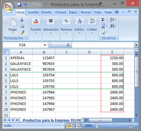 Ingreso con Costo Existencia Masiva Serializado Excel