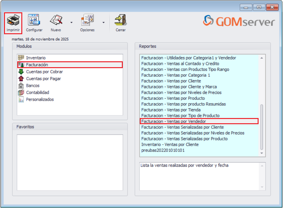 GOMserver Windows Reportes Personalizados