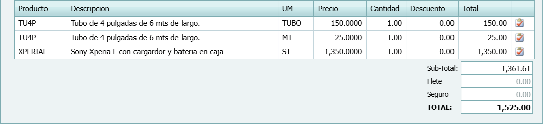 Facturacion Cotizaciones Nueva con Medida