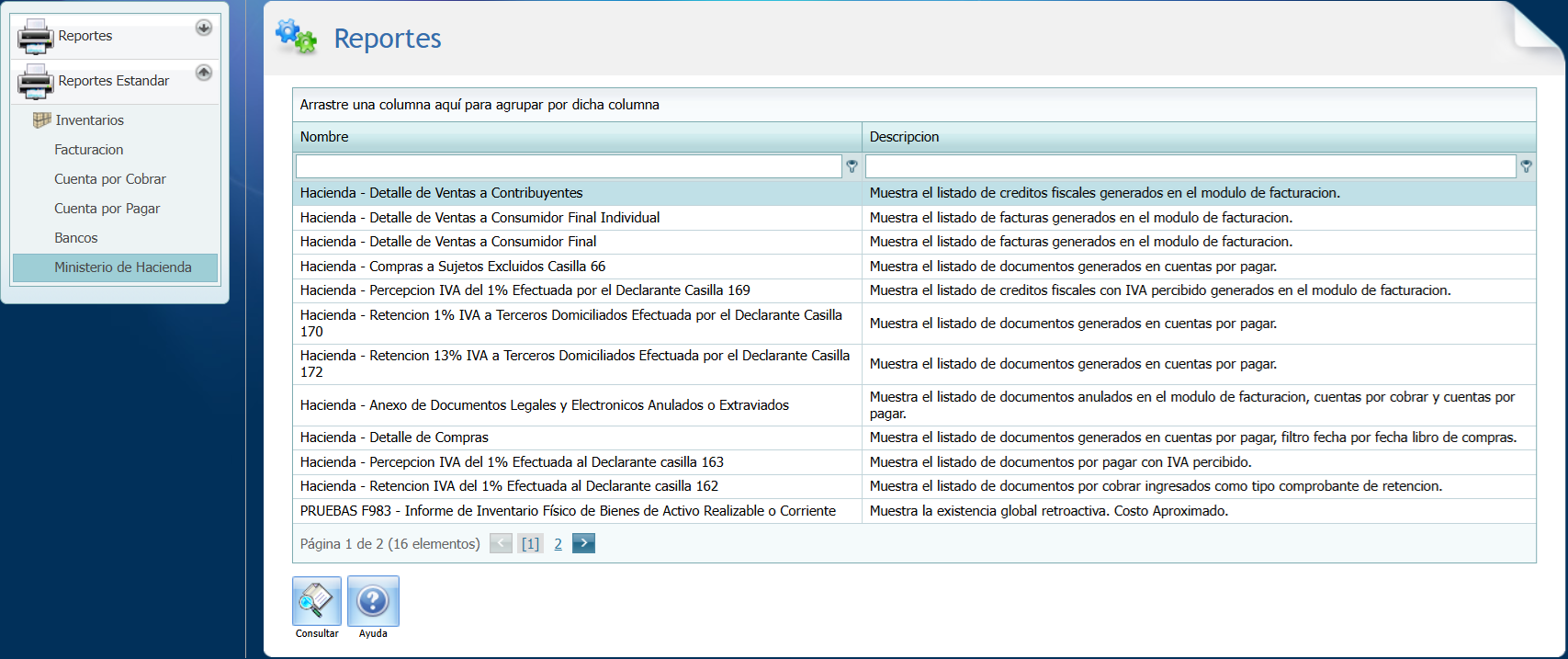 Reporte Estandar Hacienda