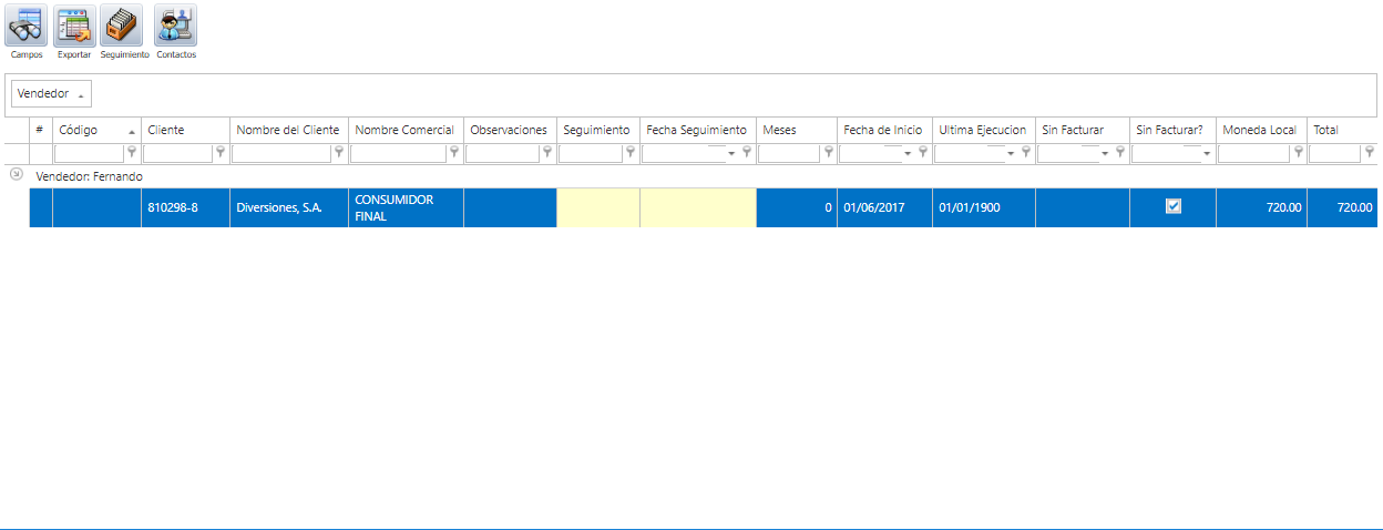 Cuentas por Cobrar Contratos sin Facturar Lista