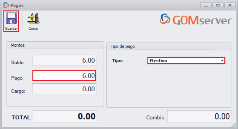 GOM server Pedido Agregar Combo Liberado Facturar Facturar Cobrar