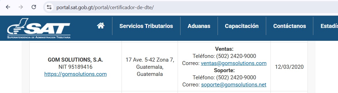 Certificadores Oficiales de SAT