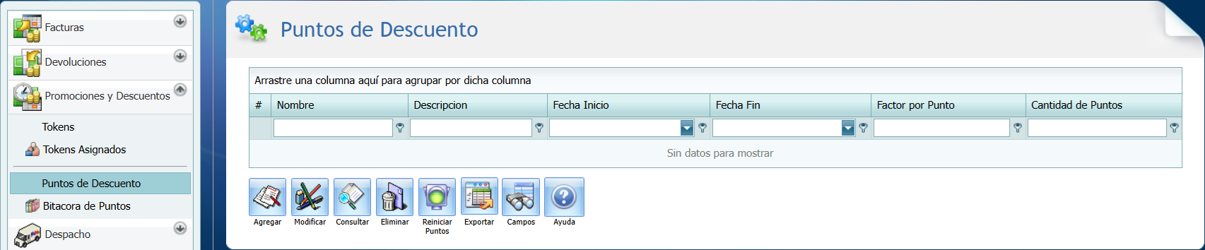 Facturacion Descuentos Puntos de Descuento