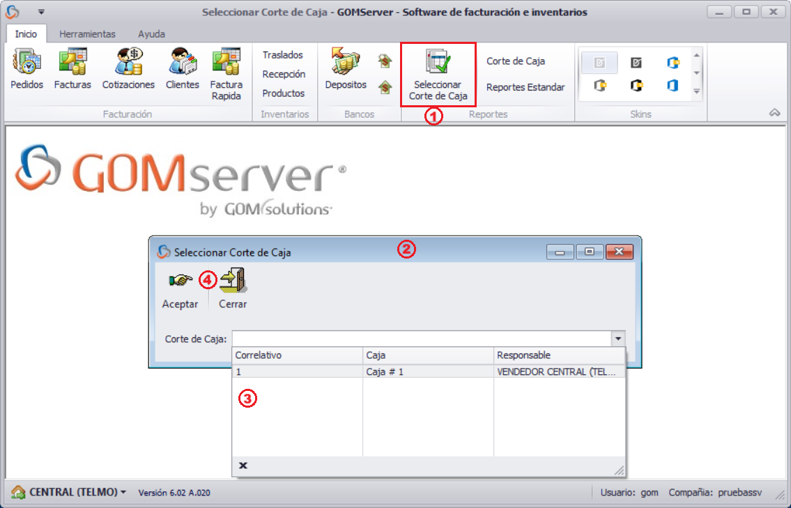 Facturacion Corte Windows Seleccionar