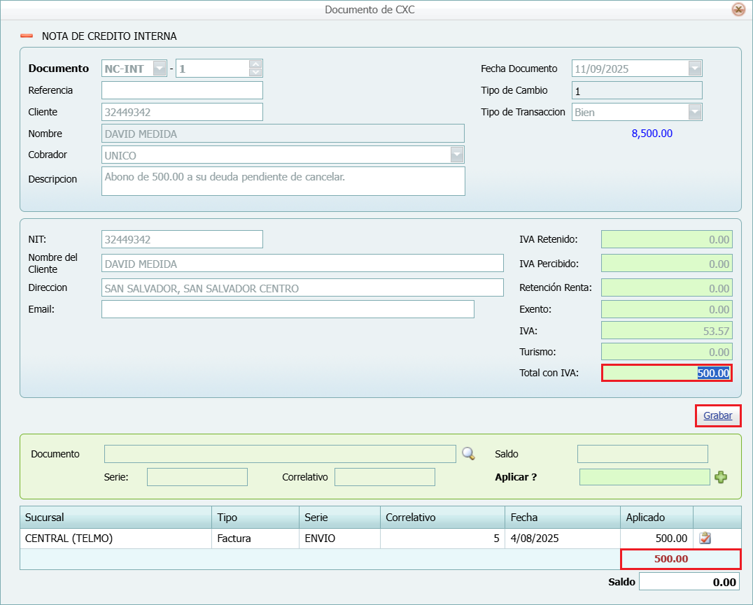 Cuantas Por Cobrar Movimiento Abono Lleno