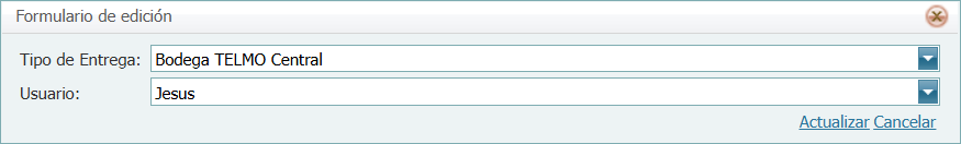 Seguridad Por Usuario Tipos de Entrega Formulario Lleno