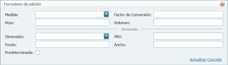 Precio Producto Medida Blanco