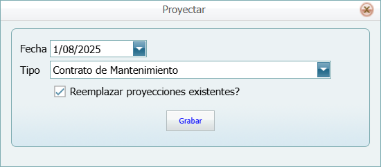 Cuentas por Cobrar Contratros Proyectar Ventana Llena