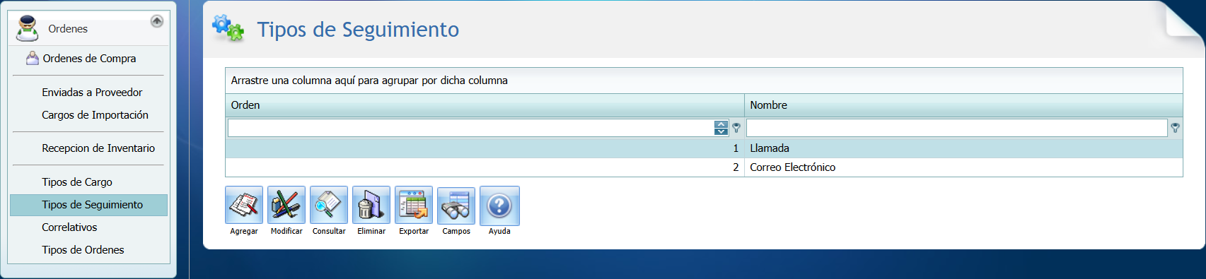 Compra Ordenes Tipos de Seguimiento Nuevo 2