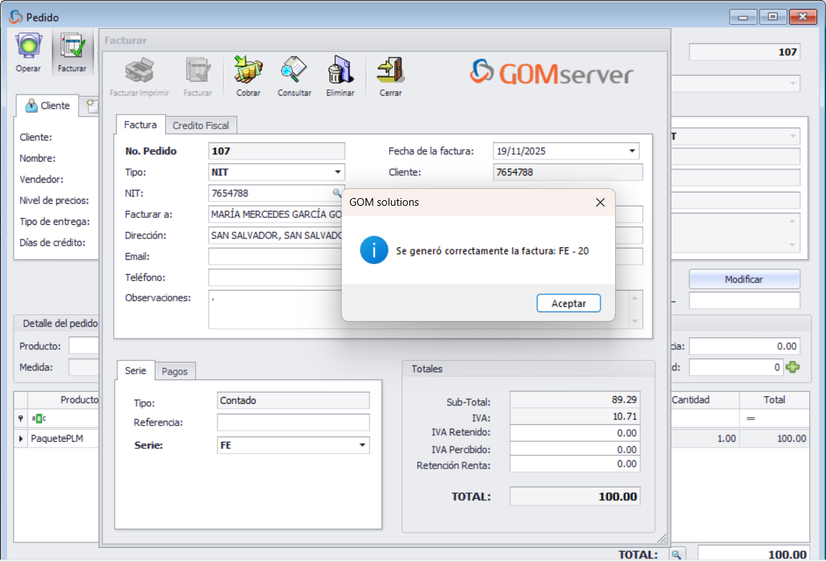 Facturacion Paquete Factura