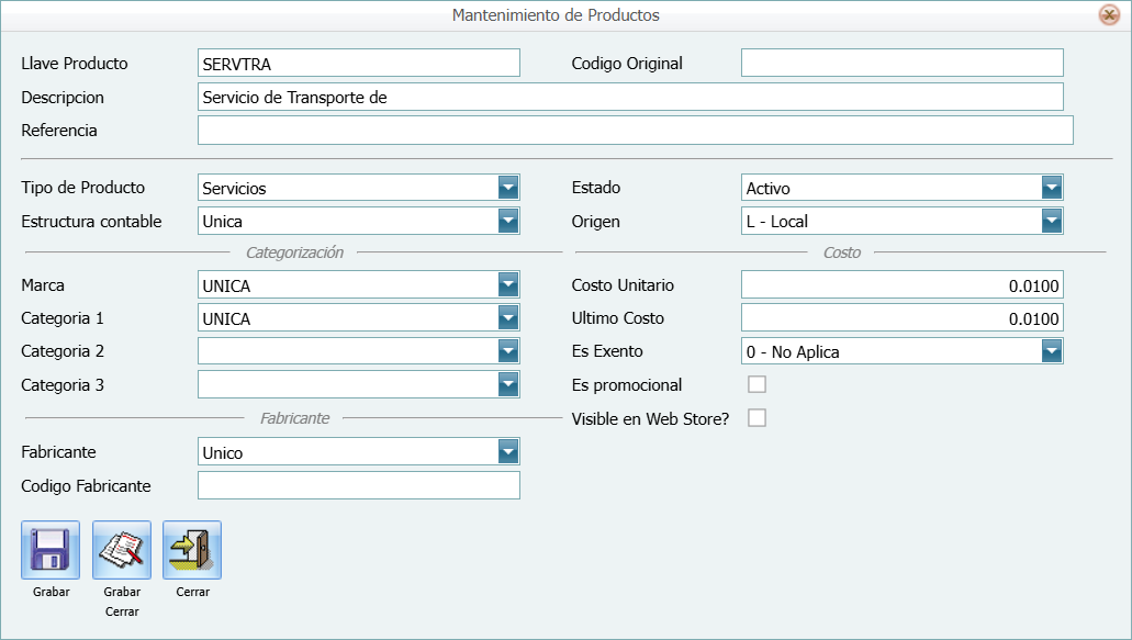 Facturacion Pedido Flete y Seguro Servicio