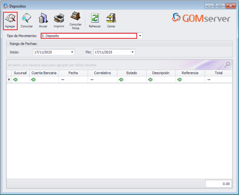 GOMserver Windows Deposito