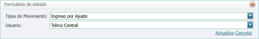 Seguridad Por Usuario Movimientos de Inventario Formulario Lleno