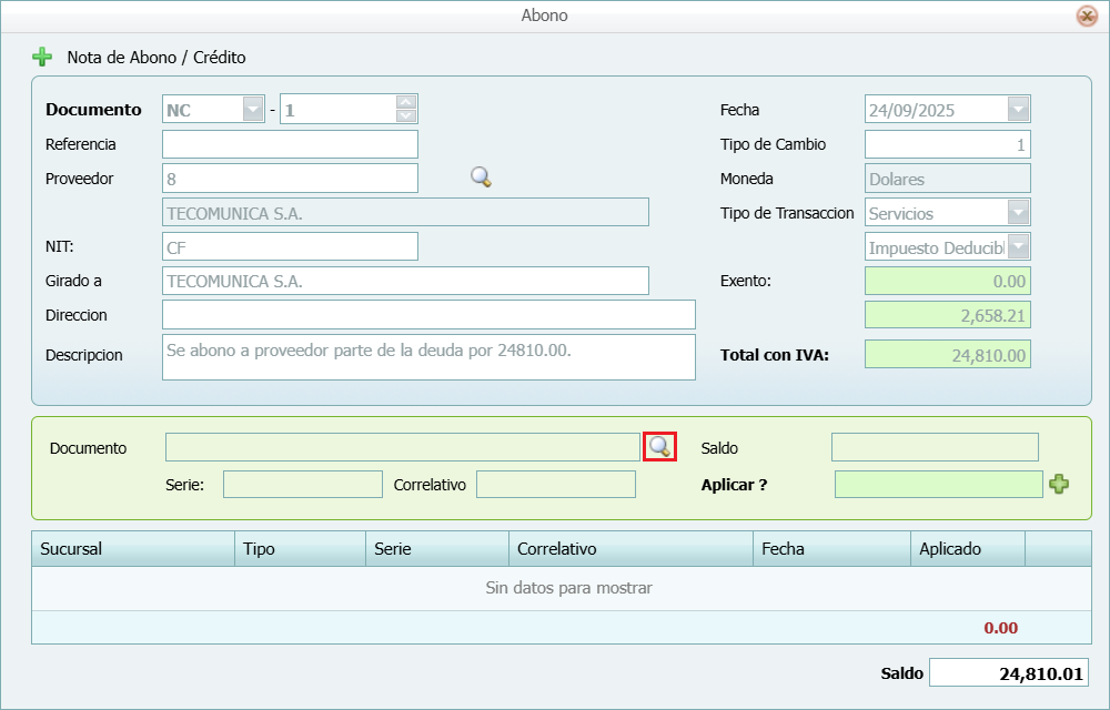 Cuantas Por Pagar Abono Agregar