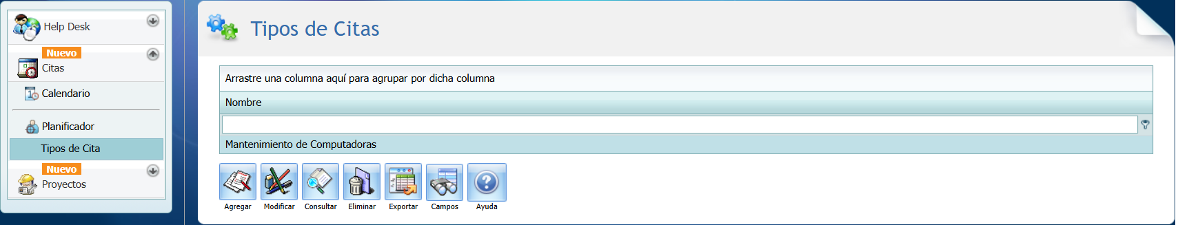 Help Desk Tipo de Cita