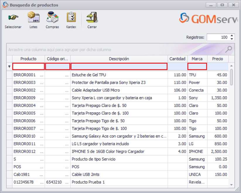 GOM server Pedido Busqueda Cliente